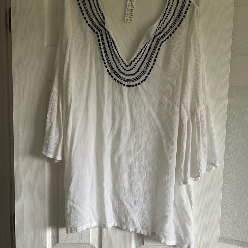 Tommy Bahama White and Navy Women's Swim Coverup